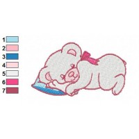 Teddy Bear Sleeping Embroidery Design